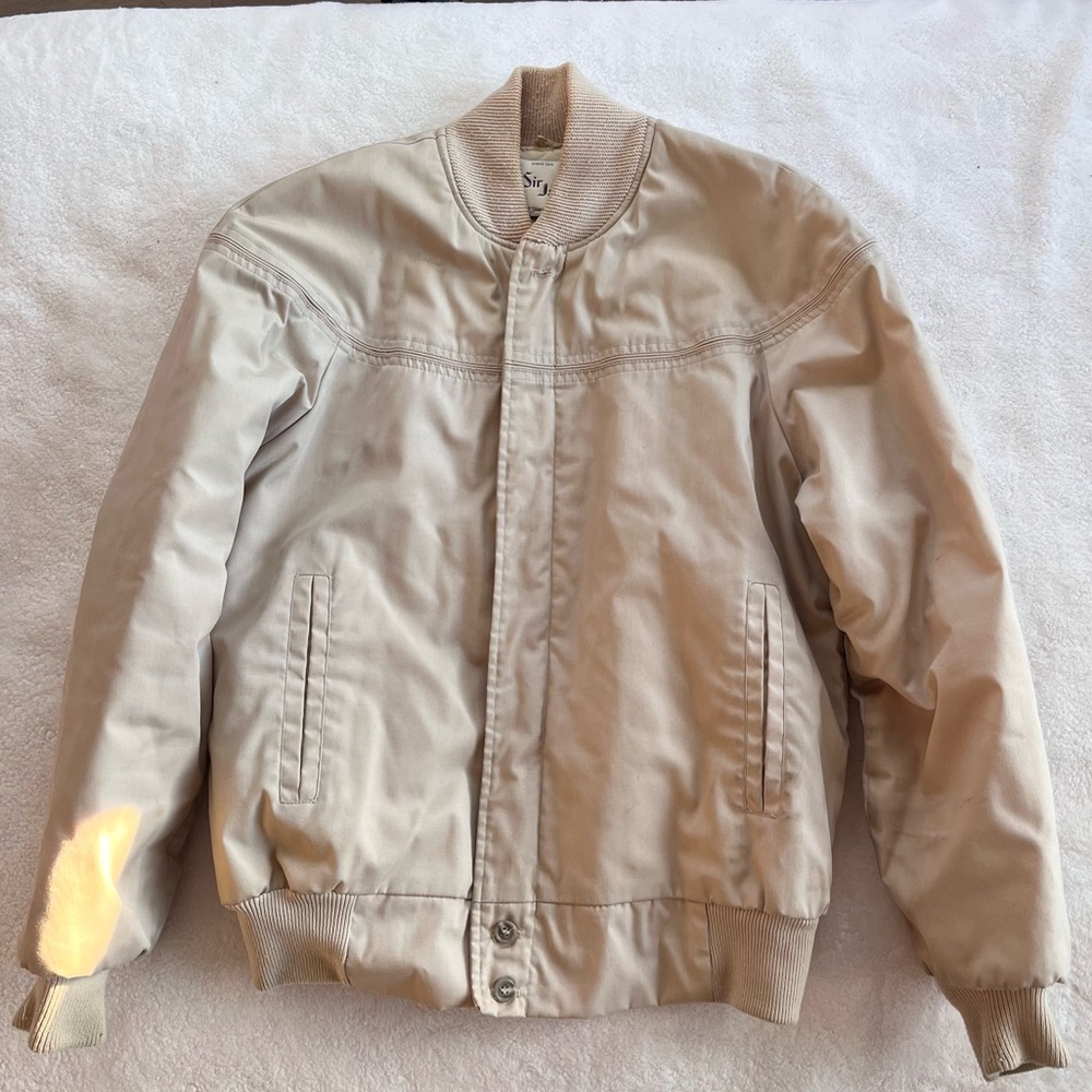 Sir Jac‎ Mens Vintage Camel Khaki Beige Hipster 70s Full Zip Jacket 38
